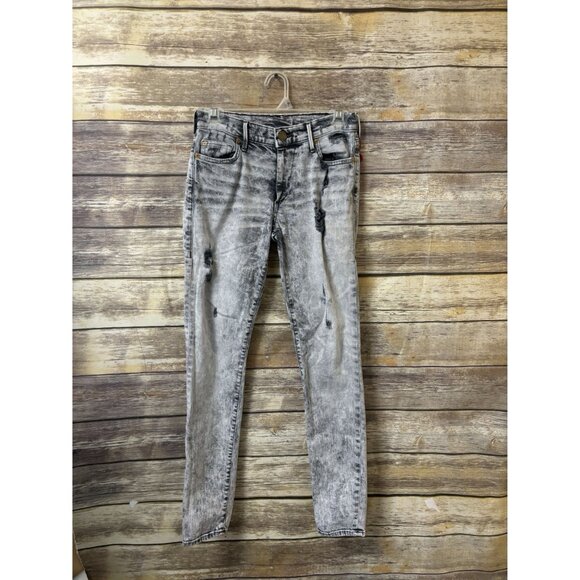 True Religion Jeans Halle Mid Rise Super Skinny Acid Wash size 27 Destroyed - Picture 4 of 6